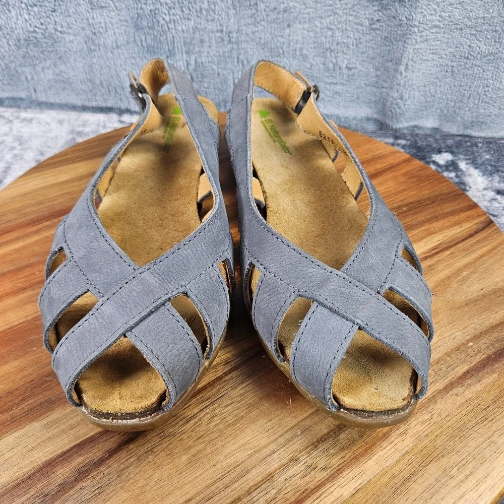 El Naturalista Sandals Womens 39 US 8.5 Gray Slingback Comfort Buckle Slip On